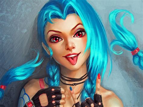 Fantasy Video Game League Of Legends Magic Warrior Girl Blue Hair Lol