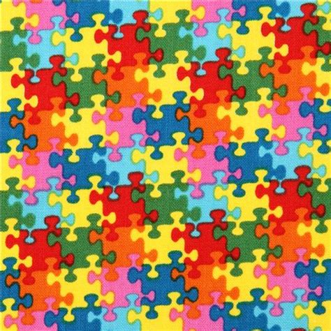 Colorful Jigsaw Puzzle Fabric Summertime Elizabeths Studio From The