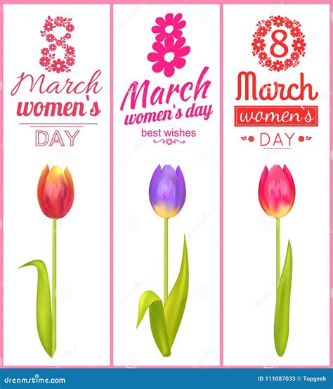 8 March Best Wishes Poster Vector Illustration Stock Vector