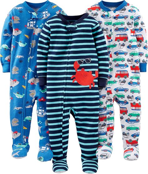 Simple Joys By Carters Baby Boys 3 Pack Snug Fit Footed Cotton