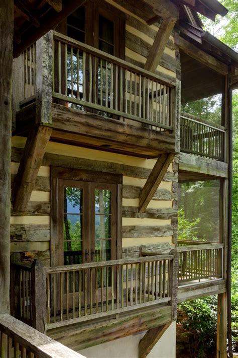 Covered Balconies on Rustic Log Cabin Home | HGTV