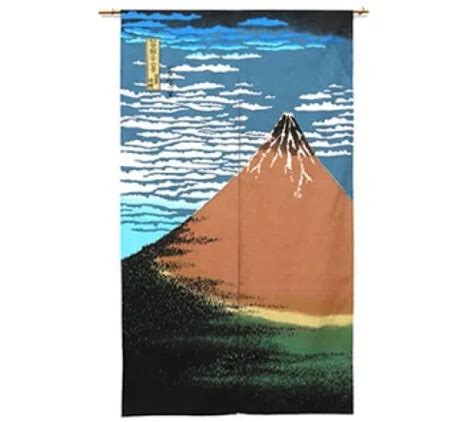 Ukiyo E Katsushika Hokusai Red Mtfuji Noren Japanese Door Curtain