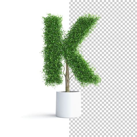 Premium Psd Green Tree Alphabet Letter K