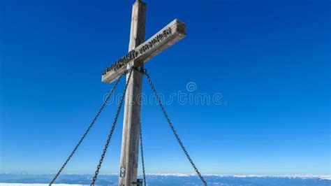 Scenic View From The Summit Cross Of Mountain Peak Ladinger Spitz