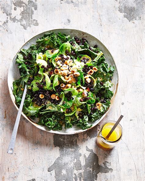 Kale And Beluga Lentil Salad With Orange Miso Dressing