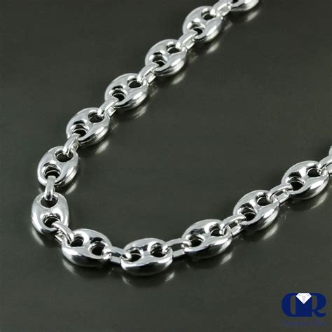 Mens Puff Mariner Link Chain Necklace In 925 Sterling Silver 9 Mm 26