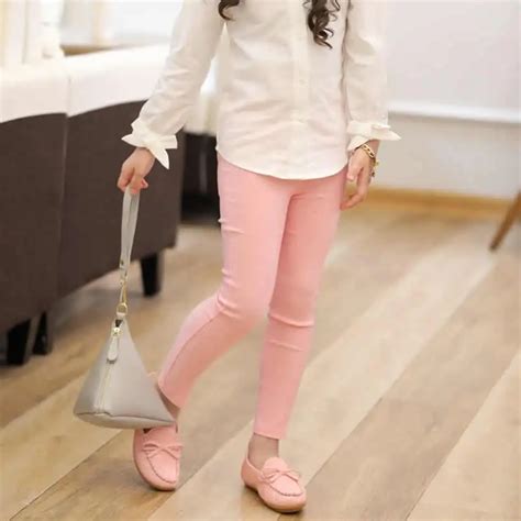 Abeibeizzf Elestic Waist Candy Colors Skinny Children Girl Pants Pencil