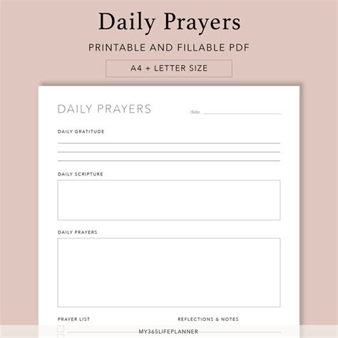 Daily Prayers Printable And Fillable Pdf Prayer Journal Etsy