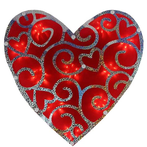 12 Lighted Valentines Day Shimmering Heart Window Silhouette