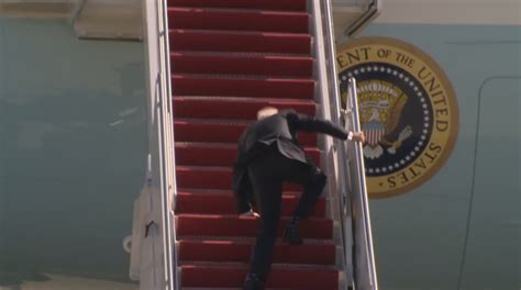 Biden Stumbles Multiple Times Falls As He Scales Air Force One Stairs Fox News
