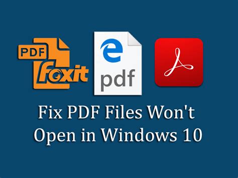 Fix Pdf Files Wont Open In Windows 10