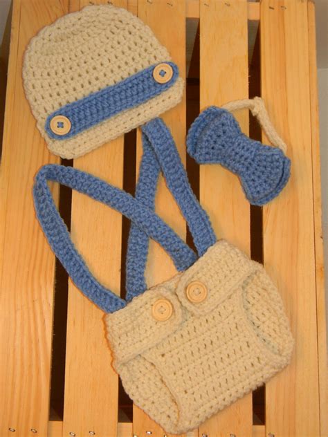 Baby Boy Newborn Crochet Newsboy Hat Diaper Cover Bow Tie Etsy
