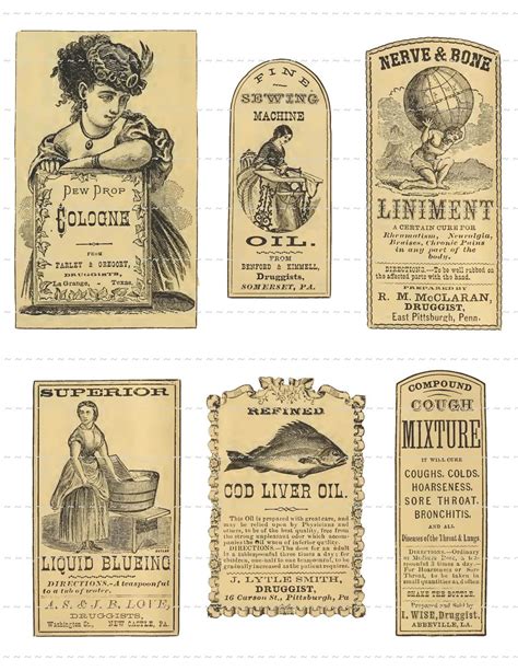 Digital Download Collage Sheet Vintage 1800s Pharmacy Apothecary