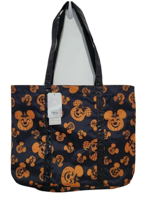 Disney Parks Halloween Tote Bag Mickey Minnie Mouse Pumpkin Sparkly