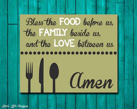 Dear lord, thank you for this food. Dinner Blessing. Bless the Food. Family Blessings Wall Decor.