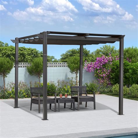 Buy Purple Leaf Outdoor Retractable Pergola With Sun Shade Canopy 10 X