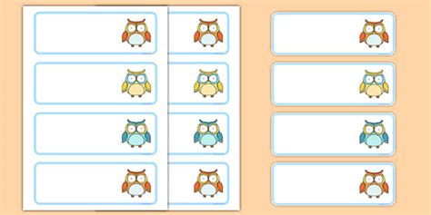 Cute Owl Themed Drawer Peg Name Labels Teacher Made