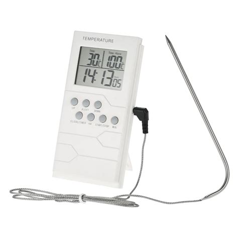 Lcd Digital Thermometer With Probe Temperature Measurement Clock Timer