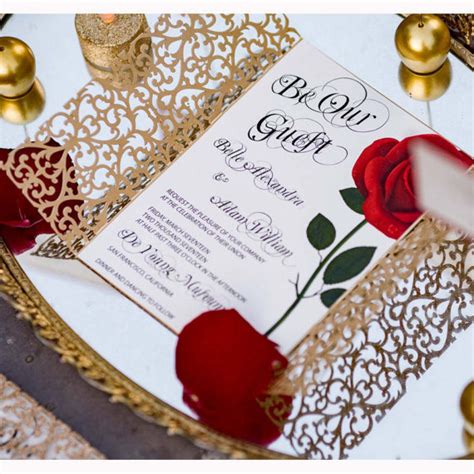 5 Beauty And The Beast Wedding Invitations Be Our Guest Love And Lavender