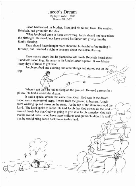Bible Story Worksheets For Preschoolers Lovely Bible Worksheets Jacob S