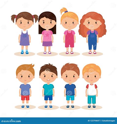 Cute And Little Kids Group Stock Vector Illustration Of Child 123794697