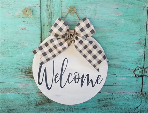 Welcome Sign welcome wood sign round welcome sign farmhouse welcome sign wooden welcome sign ...