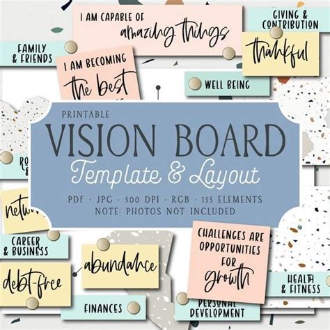 Vision Board Template Printable Layout Manifesting Etsy Brene Brown