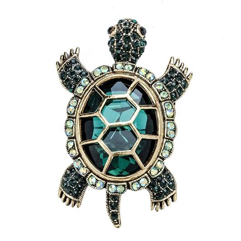 Women S Crystal Big Turtle Pin Brooch Pendant Green C517YK3Z4RD