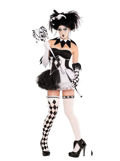 Femmes Evil Jesterina Sexy Harlequin Clown Costume Halloween Fancy
