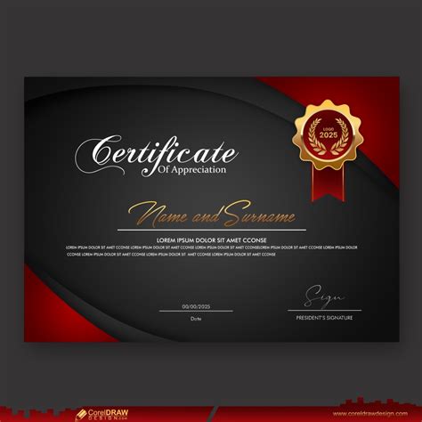 Download Luxury Professional Certificate Template With Badge Premium
