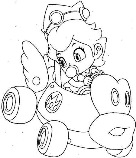 Cool mario coloring mario bros free. How to Draw Baby Princess Peach Driving Her Car from Wii ...
