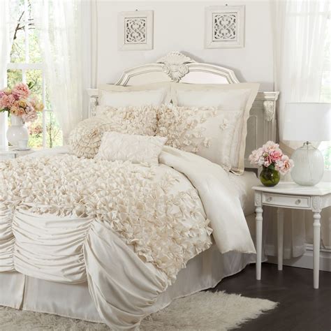 Lush Decor Lucia 4 Pc Ivory Comforter Set Queen Home Bed And Bath