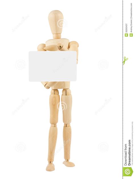 Maybe you would like to learn more about one of these? Wooden Dummy Holding Empty Card Royalty Free Stock Photography - Image: 20263437