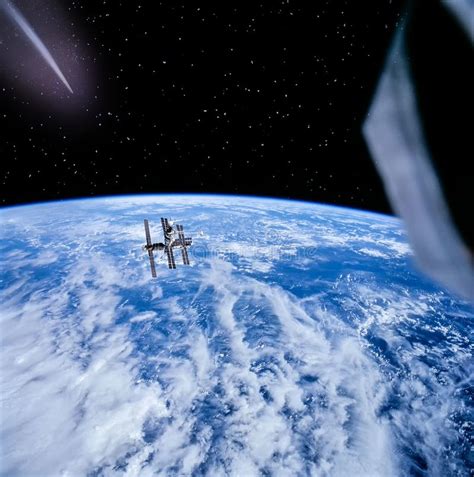 Magnificent Earth In Outer Space Space Station Is Flying Above The