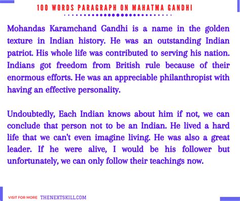 Paragraph On Mahatma Gandhi 100 150 Words