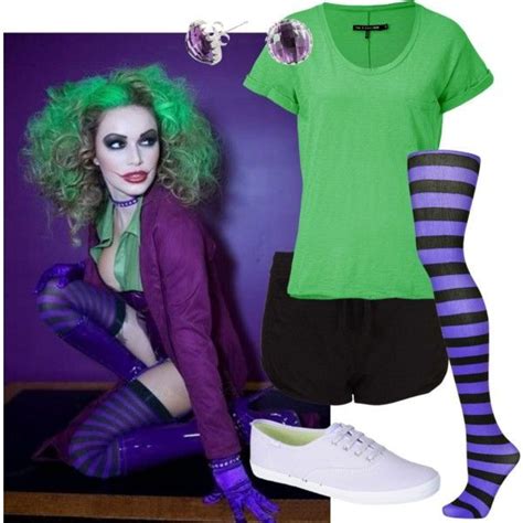Jack nicholson's the joker's costume is an orange dress shirt, a green vest, a purple blazer, purple pants, a green bow tie, and a purple hat. DIY Joker Costume for Poor College Students | Joker ...