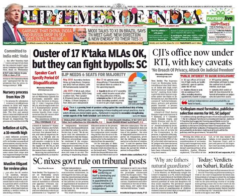 Newspaper Headlines Supreme Court Upheld 17 Karnataka Mlas Stay Disqualified But Can Contest