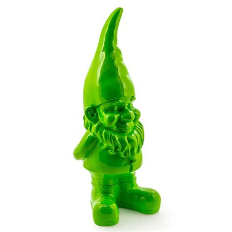 giant bright green standing gnome figure green garden gnome