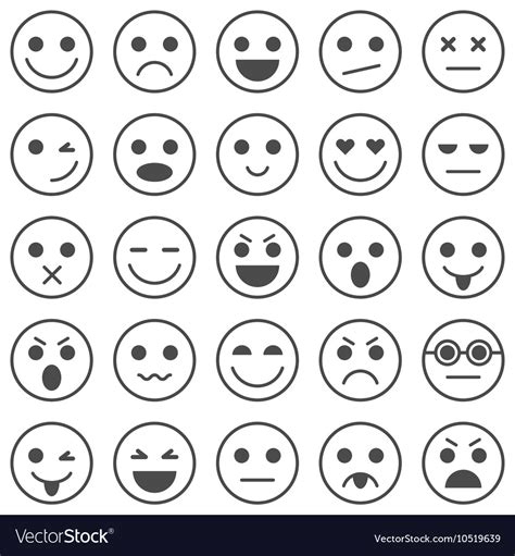 Set Of Emoticons Set Of Emoji Royalty Free Vector Image