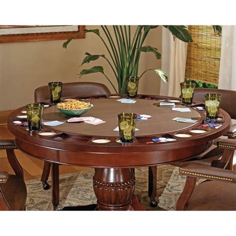 What type of chair can enhance your poker play? Steve Silver Company Tournament Brown Top Poker Table in ...