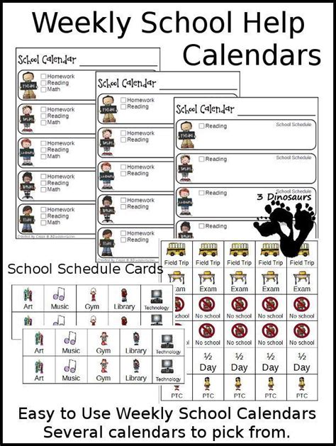 Free Weekly School Calendar School Calendar Kids Going To School School