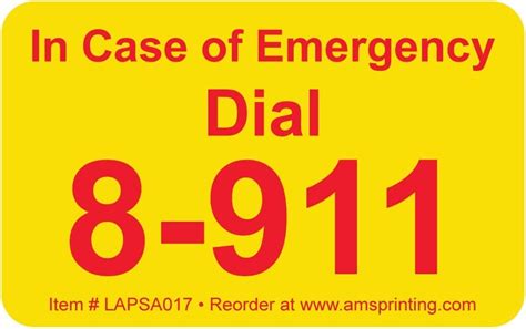 Emergency 8 911 Phone Stickers 2 X 1 14 20 Laminated