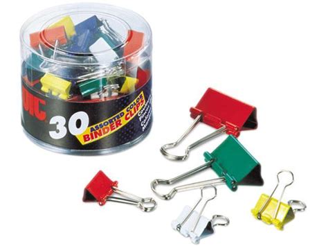 Officemate Binder Clips Metal Assorted Colorssizes 30pack 31026