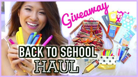 Back To School Supplies Haul 2015 Giveaway Youtube