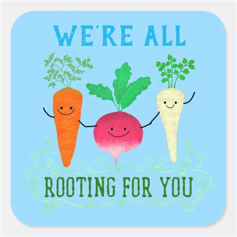 Positive Root Pun Rooting For You Square Sticker