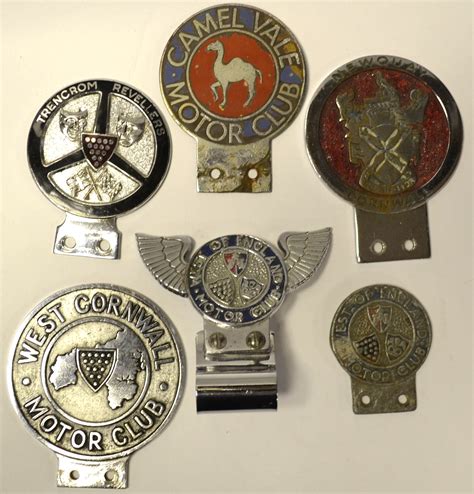 Six Badge Bar Badges Comprising West Cornwall Motor Club Trencrom