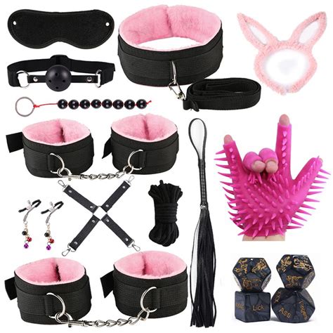 Buy 16pcs Sex Bdsm Collar Handcuff Chain Slave Rope Bondage Whip Nipple Clips Kit Fetish Mouth