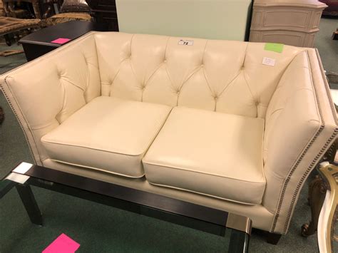 White Leather Love Seat Retail 399900 Able Auctions
