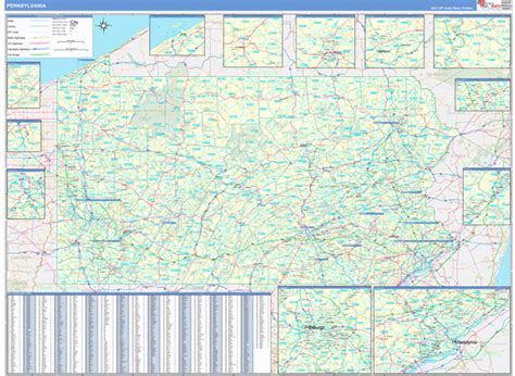 Pennsylvania Zip Code Wall Map Basic Style By Marketmaps Mapsales