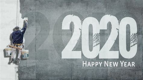 Neues Jahr 2020 Mit Zahlen Und Hellen Lichtern Auf Dunklem Hintergrund